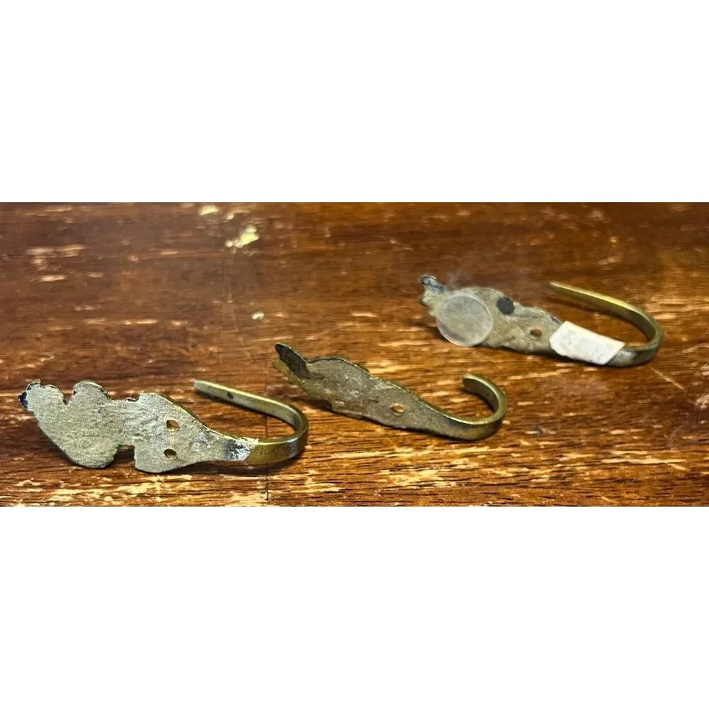Vintage Brass Wall Hooks With Southern Belle Designs Set Of 3 Made In Canada Rus